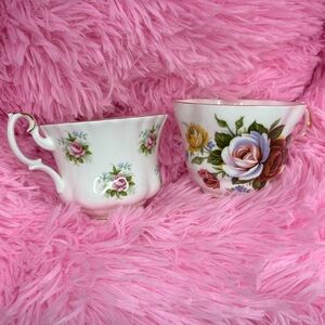 Queens fine Bone China and forget me not rose royal Albert floral tea cup bundle